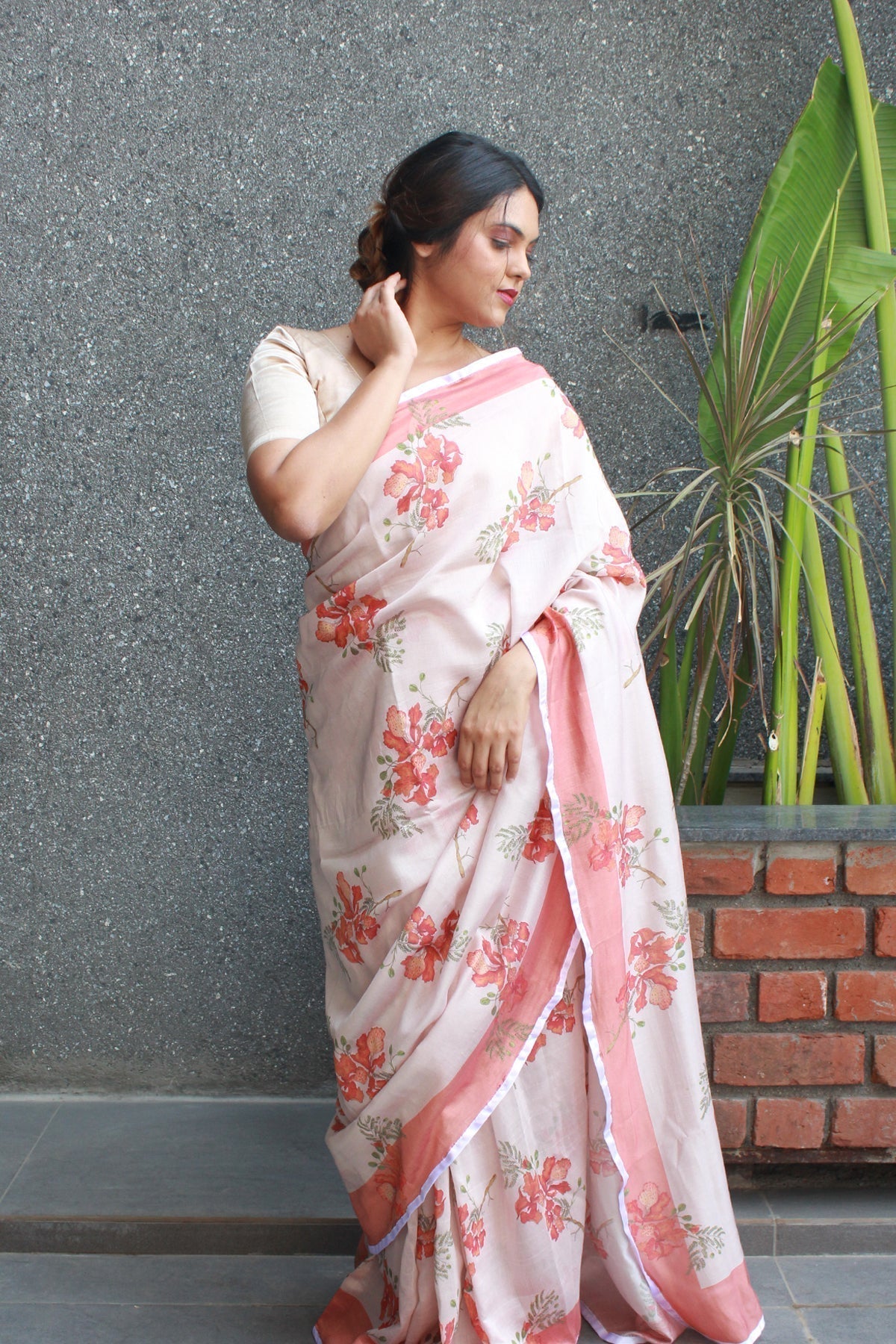 Buy-Gulmohar Dreams - Chanderi Saree-Cyahi-Online