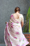 Buy-Irises - Chanderi Saree-Cyahi-Online