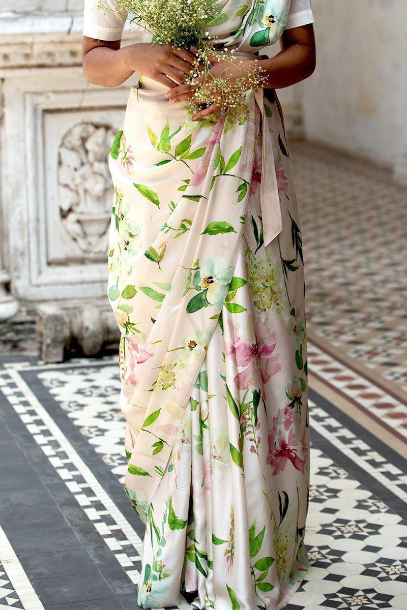 Buy-Morning Dew - Satin Saree-Cyahi-Online