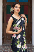 Buy-Noir Night - Satin Saree-Cyahi-Online