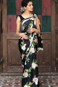 Buy-Noir Night - Satin Saree-Cyahi-Online