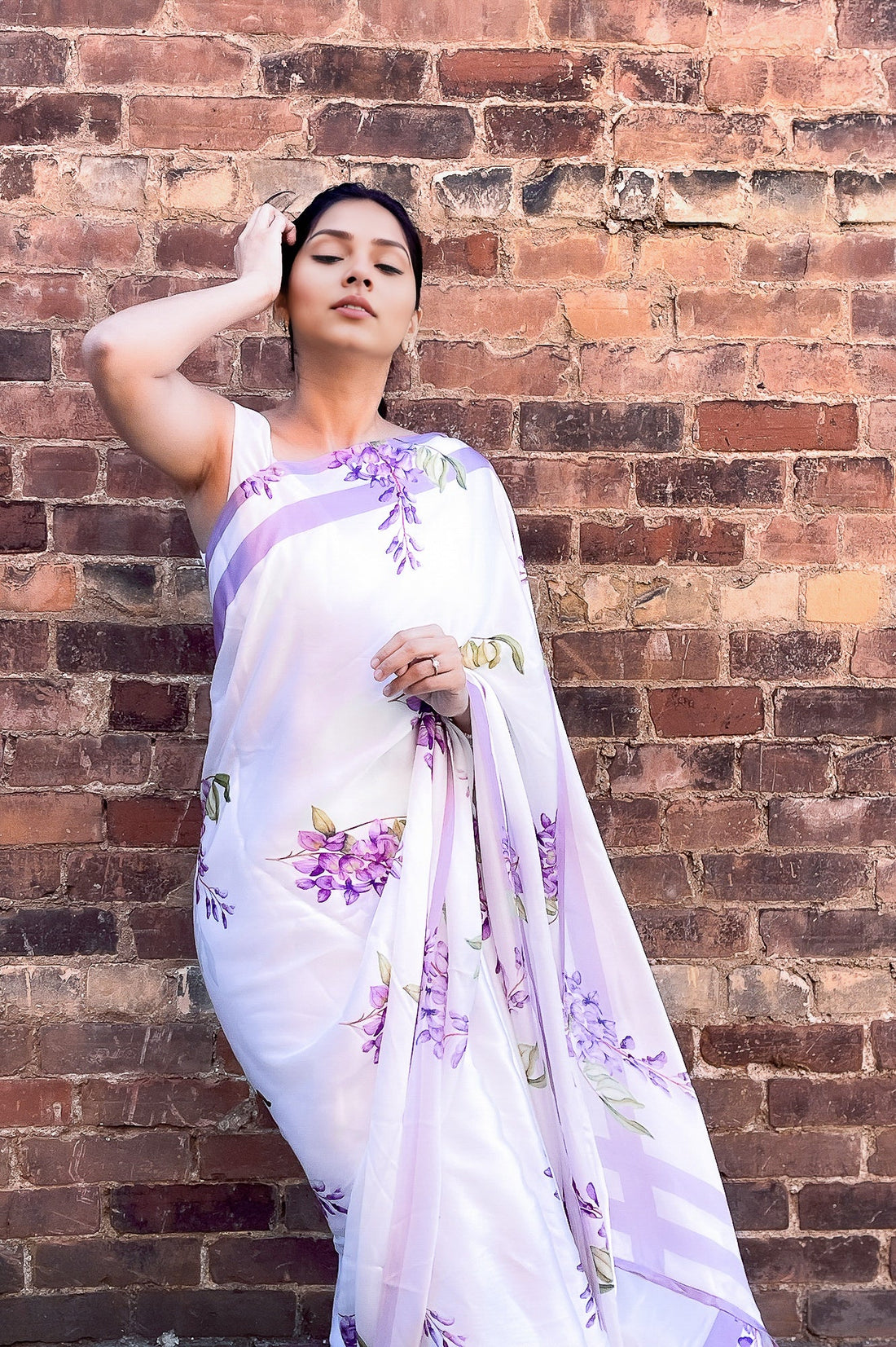 Wisteria Serenade  - Satin Saree