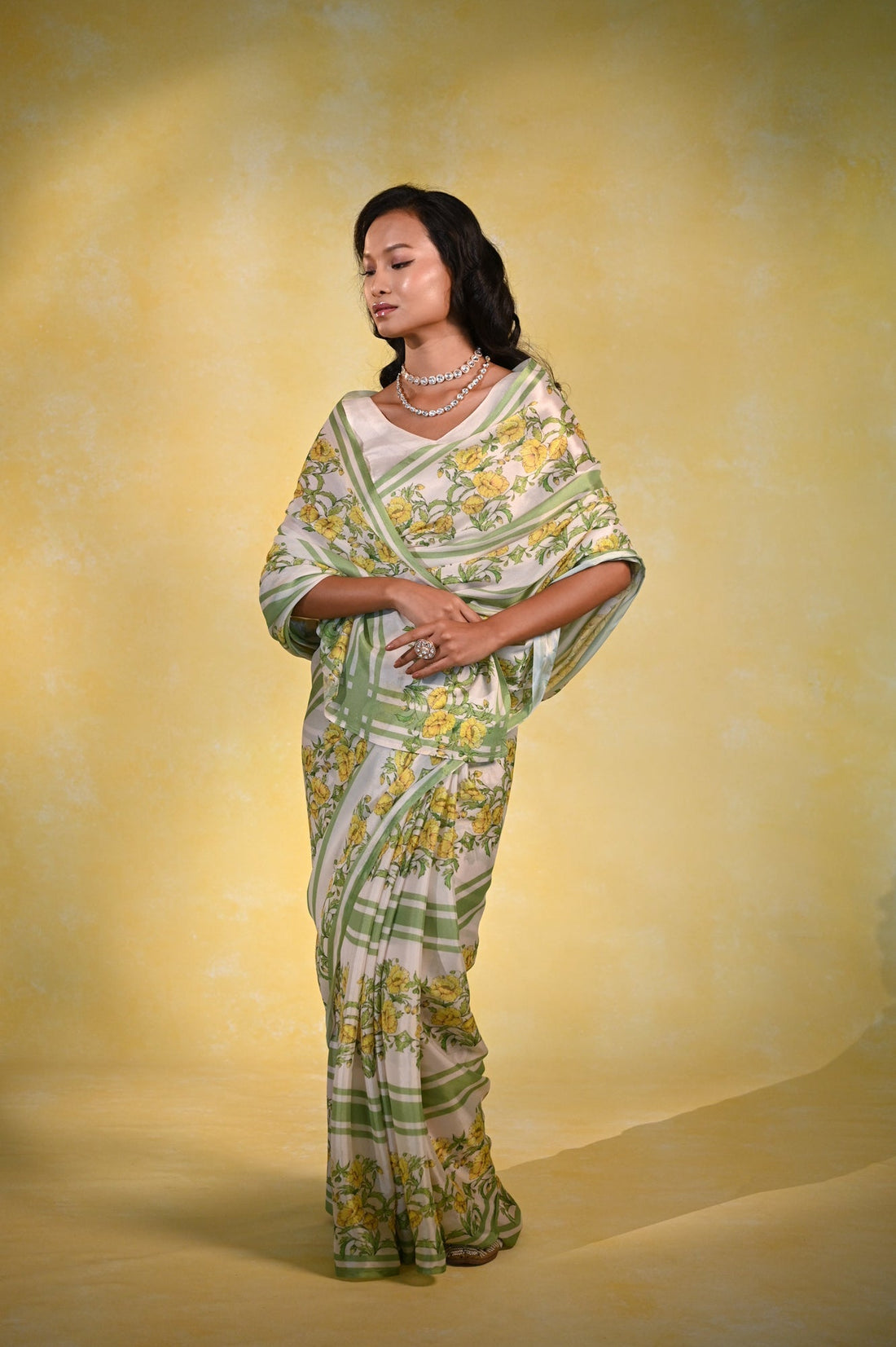 Sunny Blooms - Crepe Saree